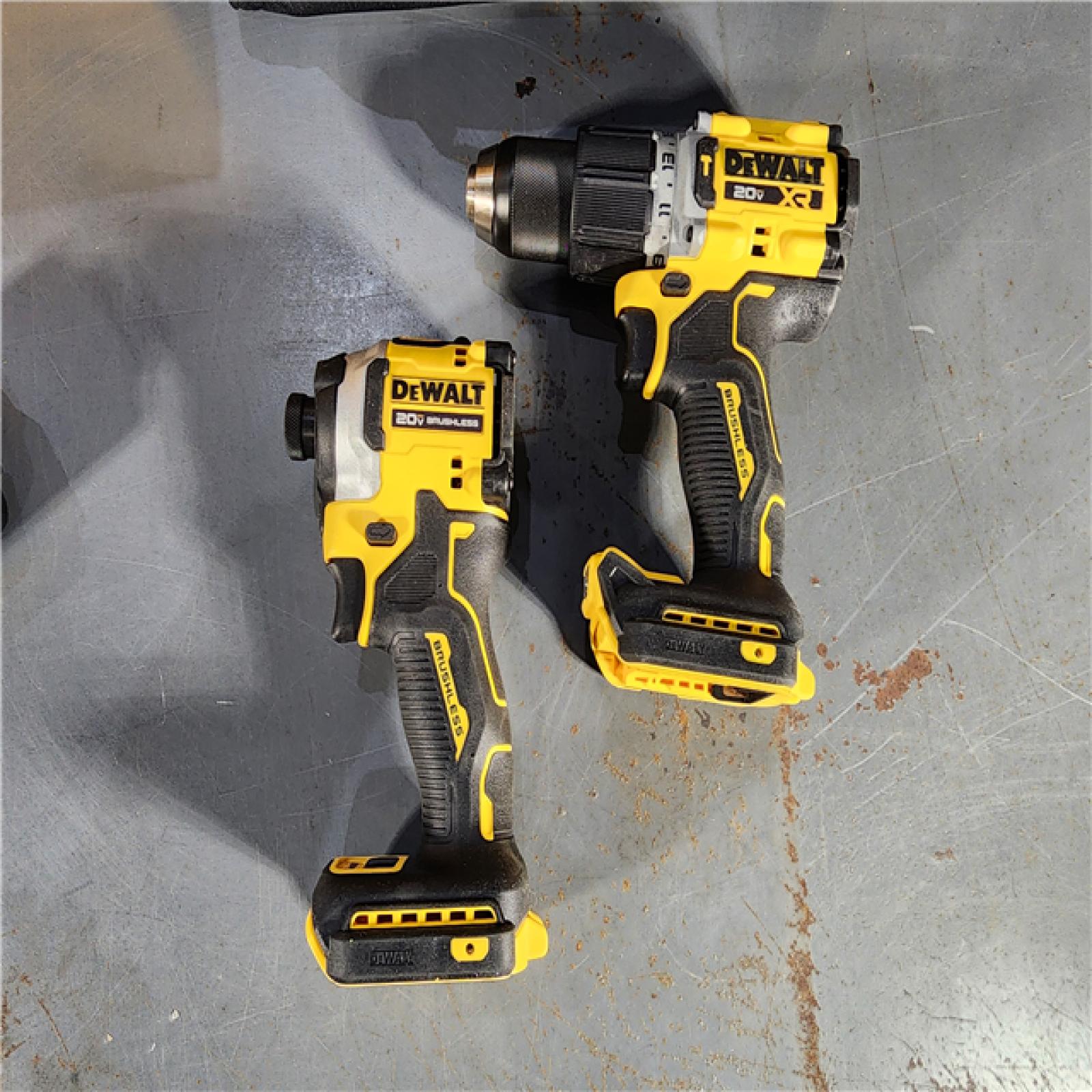 HOUSTON LOCATION - AS-IS (APPEARS LIKE NEW) DEWALT 20V MAX XR Hammer Drill and ATOMIC Impact Driver 2 Tool Cordless Combo Kit with (2) 4.0Ah Batteries, Charger, and Bag