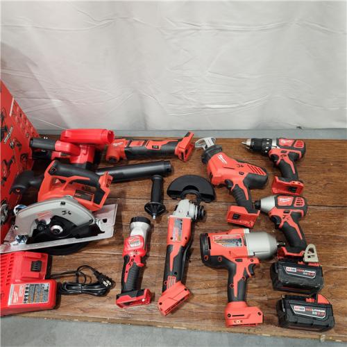 AS-IS Milwaukee M18 18-Volt Lithium-Ion Cordless Combo Kit (9-Tool) with (2) Batteries, Charger, and Tool Bag