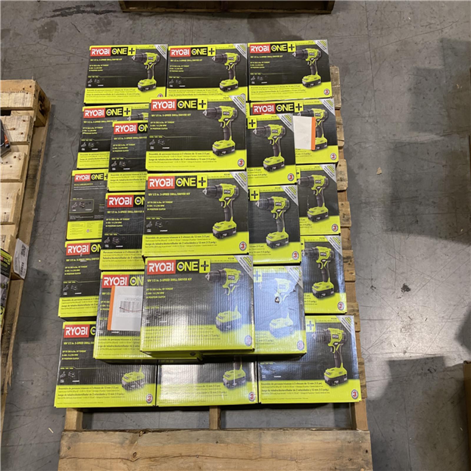 DALLAS LOCATION - RYOBI ONE + 18V 1/2IN 2 SPEED DRILL DRIVER KIT PALLET -( 24 UNITS )