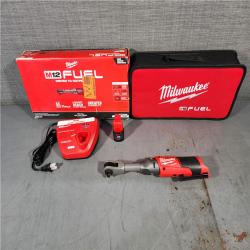 HOUSTON LOCATION - AS-IS (APPEARS LIKE NEW) MIlwaukee M12 FUEL 12-Volt Lithium-Ion Brushless Cordless 3/8 in. Extended Reach Ratchet Kit with One 2.0 Ah Batteries