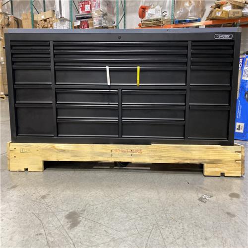 DALLAS LOCATION - HUSKY Tool Storage 84 in. W x 24 in. D Heavy Duty Mobile Workbench Tool Chest with Stainless Steel Work Top in Matte Black