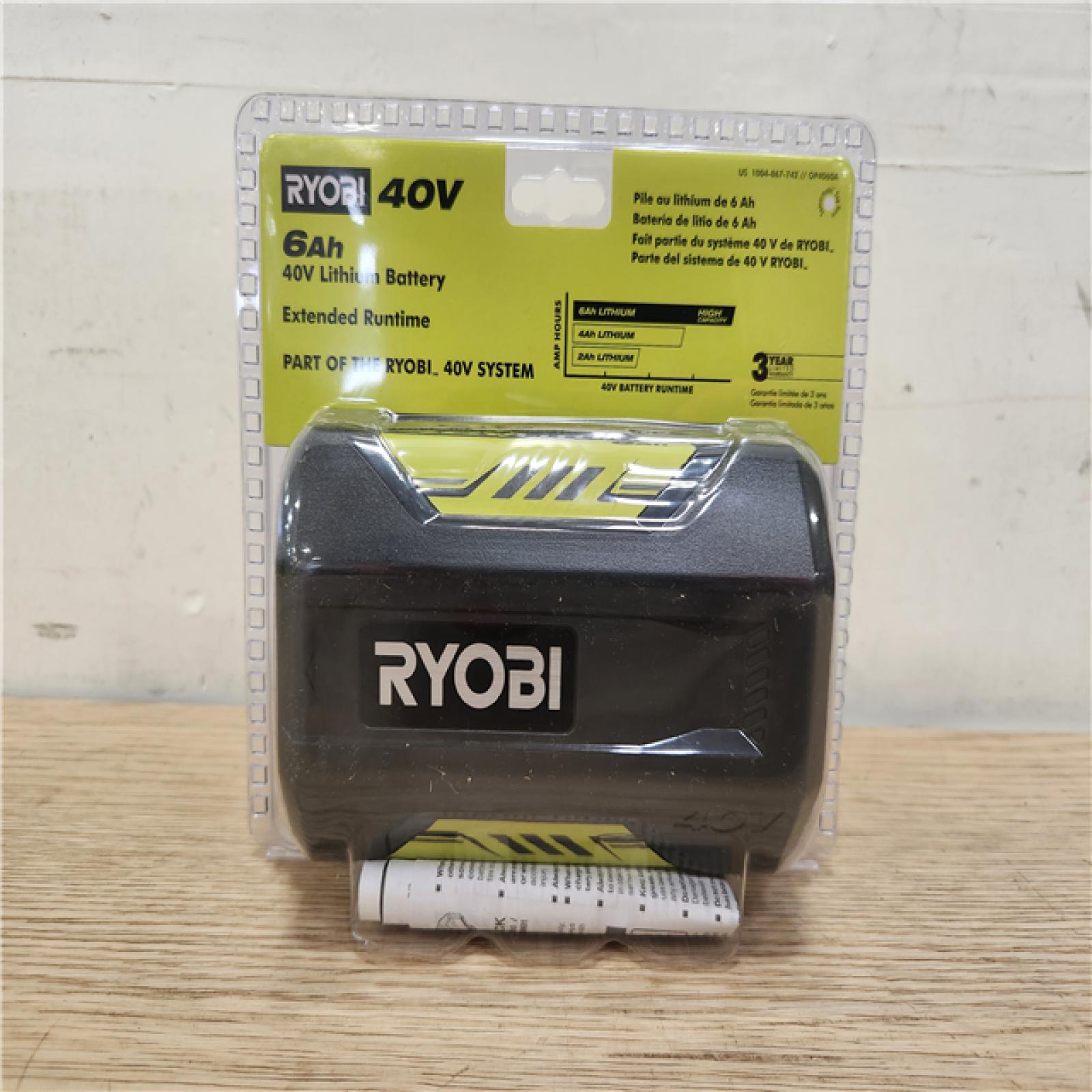 Phoenix Location NEW Sealed Ryobi 40-Volt Lithium-Ion 6 Ah High Capacity Battery OP4060