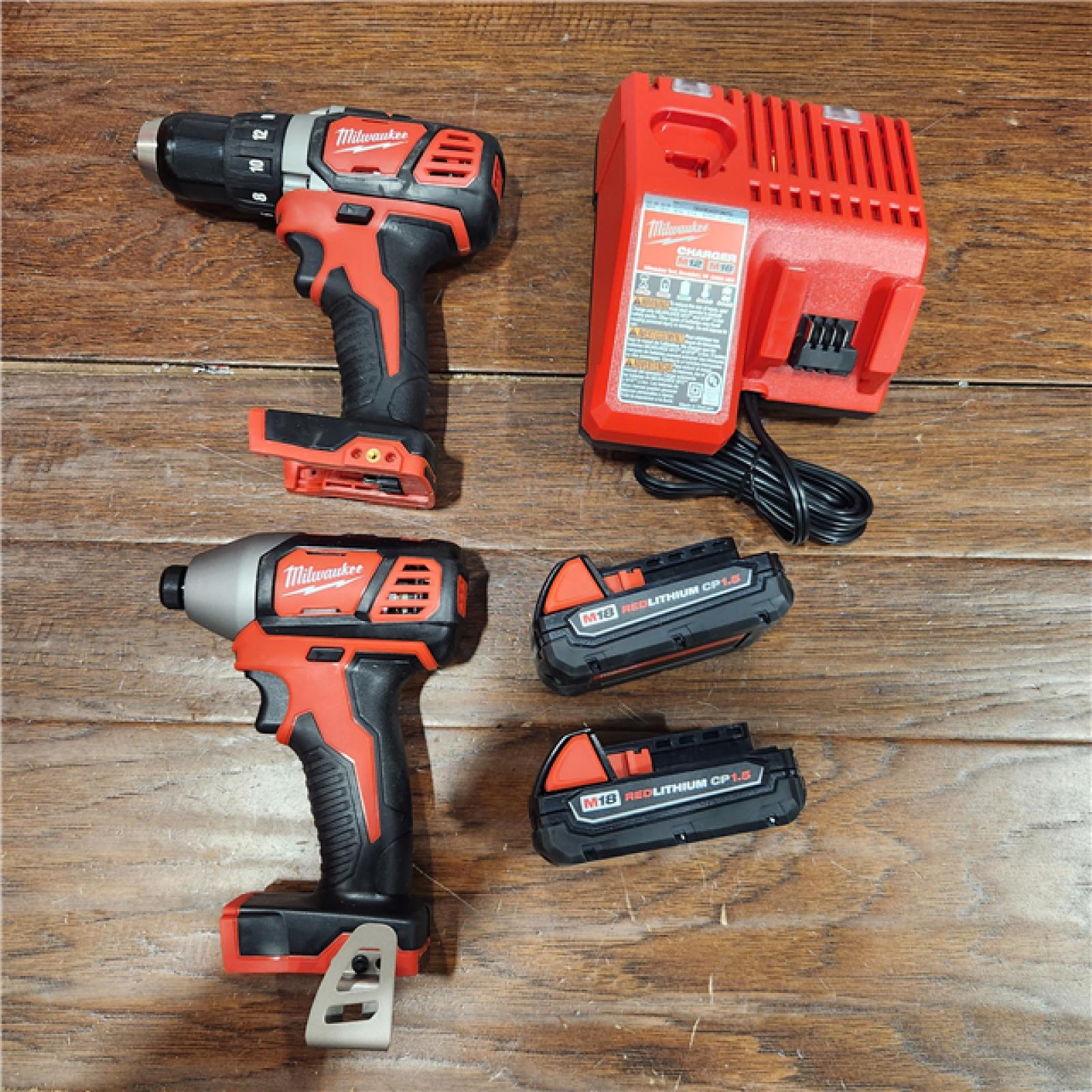 AS-IS Milwaukee M18 18V Cordless Brushed 2 Tool Drill/Driver and Impact Driver Kit