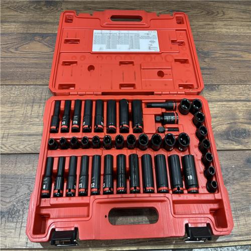 AS IS Milwaukee 49-66-7009 43-Piece SHOCKWAVE Impact Duty 3/8 Drive SAE & Metric Deep 6 Point Socket Set