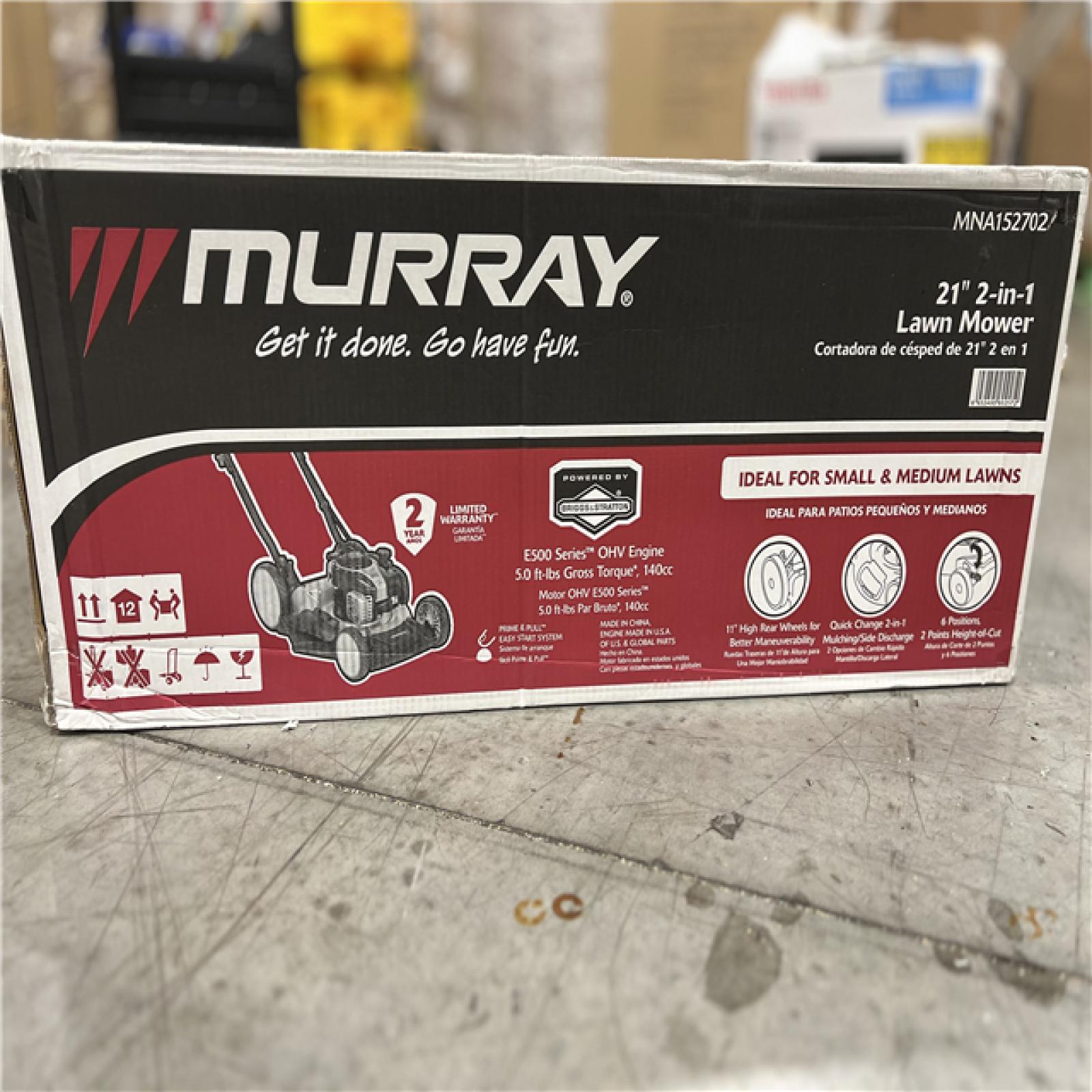 NEW! - Murray 21 in. 140 cc Briggs and Stratton Walk Behind Gas Push Lawn Mower with Height Adjustment and Prime 'N Pull Start