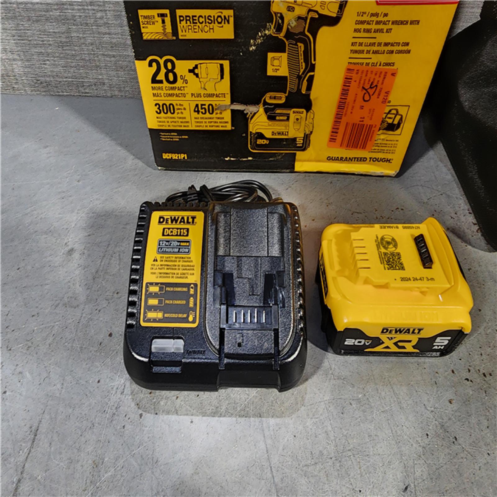 HOUSTON LOCATION - AS-IS (APPEARS LIKE NEW) DEWALT ATOMIC 20V MAX Lithium-Ion Brushless Cordless 1/2 in. Variable Speed Impact Wrench Kit with 5 Ah Battery and Charger