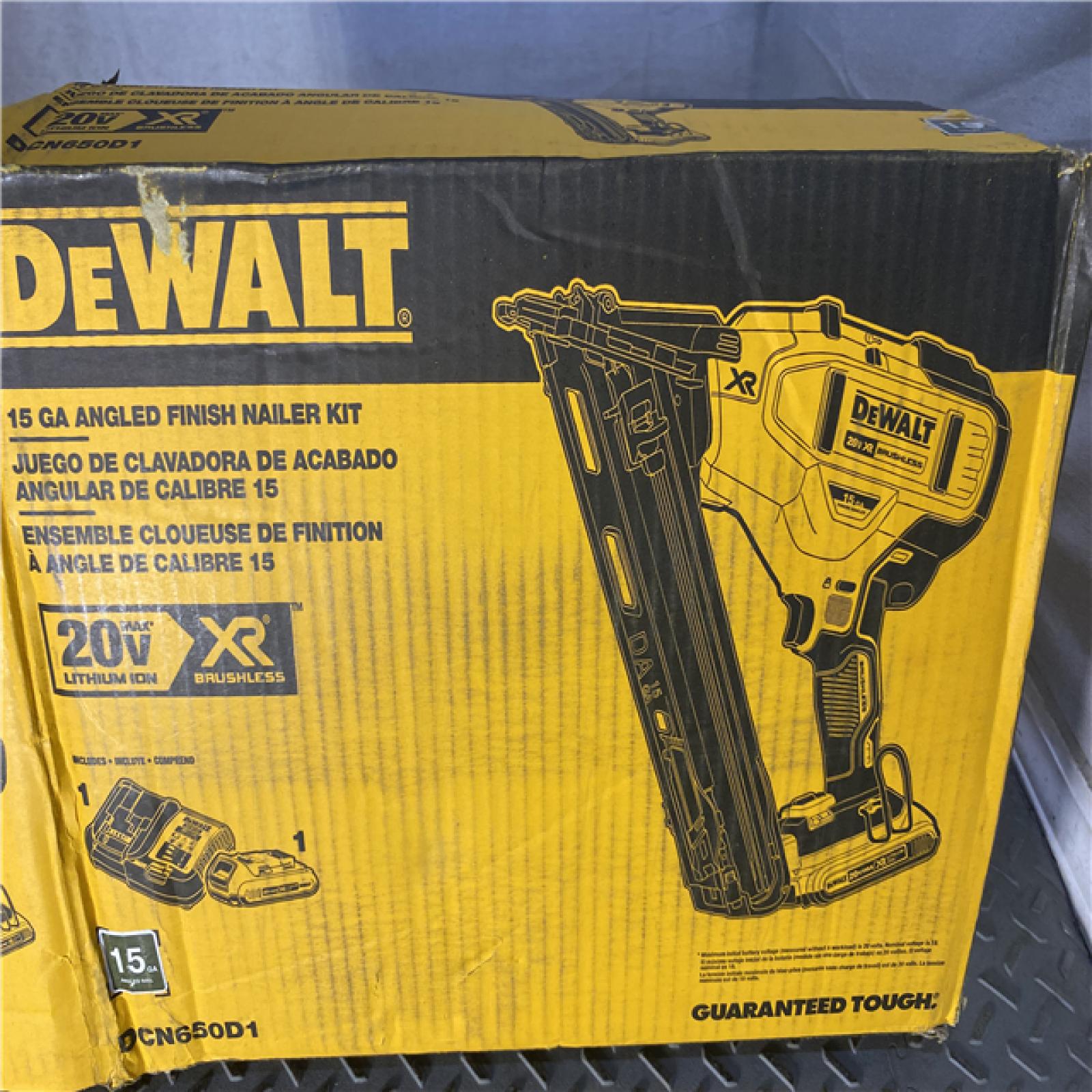 Houston location AS-IS DeWalt DCN650D1 20V Cordless 15 Gauge Finish Nailer W/ Battery  Charger and Bag