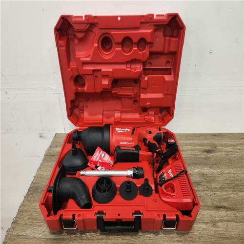 Phoenix Location NEW Milwaukee M12 12-Volt Lithium-Ion Cordless Drain Cleaning Airsnake Air Gun Kit with (1) 2.0Ah Battery, Toilet Attachments