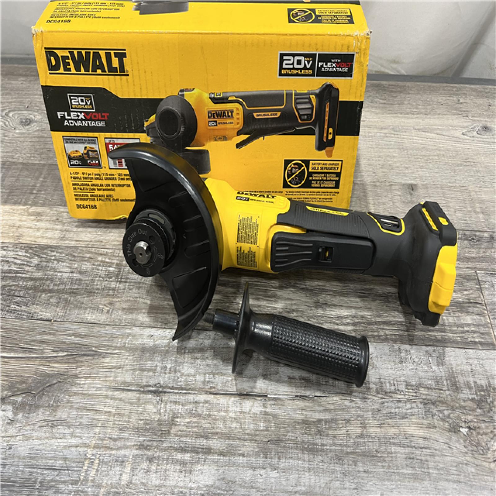 AS-IS DEWALT 20V MAX Cordless Brushless 4.5 - 5 in. Paddle Switch Angle Grinder with FLEXVOLT ADVANTAGE (Tool Only)