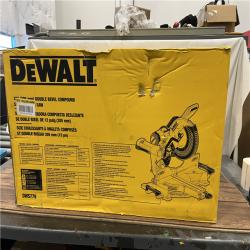 AS-IS DEWALT 15 Amp Corded 12 in. Double Bevel Sliding Compound Miter Saw, Blade Wrench and Material Clamp