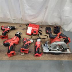 AS-IS Milwaukee M18 18-Volt Lithium-Ion Cordless Combo Tool Kit (5-Tool) with (1) 3.0Ah and (1) 1.5Ah Battery, (1) Charger, (1) Tool Bag