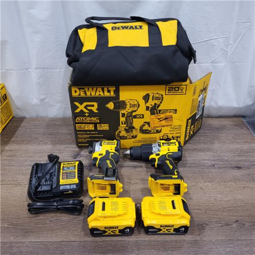 AS-IS 20V MAX XR Hammer Drill and ATOMIC Impact Driver 2 Tool Cordless Combo Kit with (2) 4.0Ah Batteries, Charger, and Bag