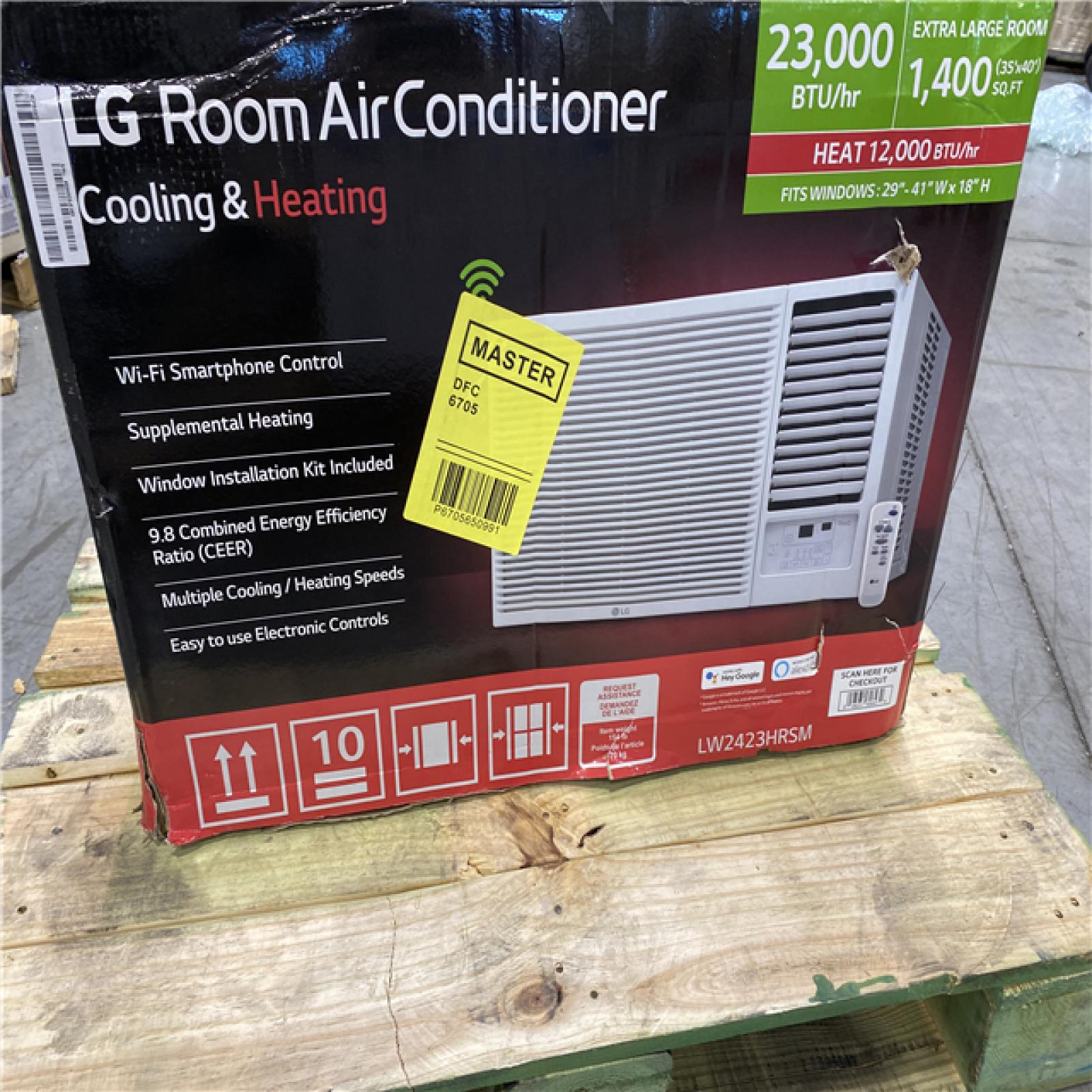 DALLAS LOCATION - NEW LG 23,000 BTU 230/208V Window Air Conditioner Cools 1400 Sq. Ft. with Heater and Wi-Fi Enabled in White