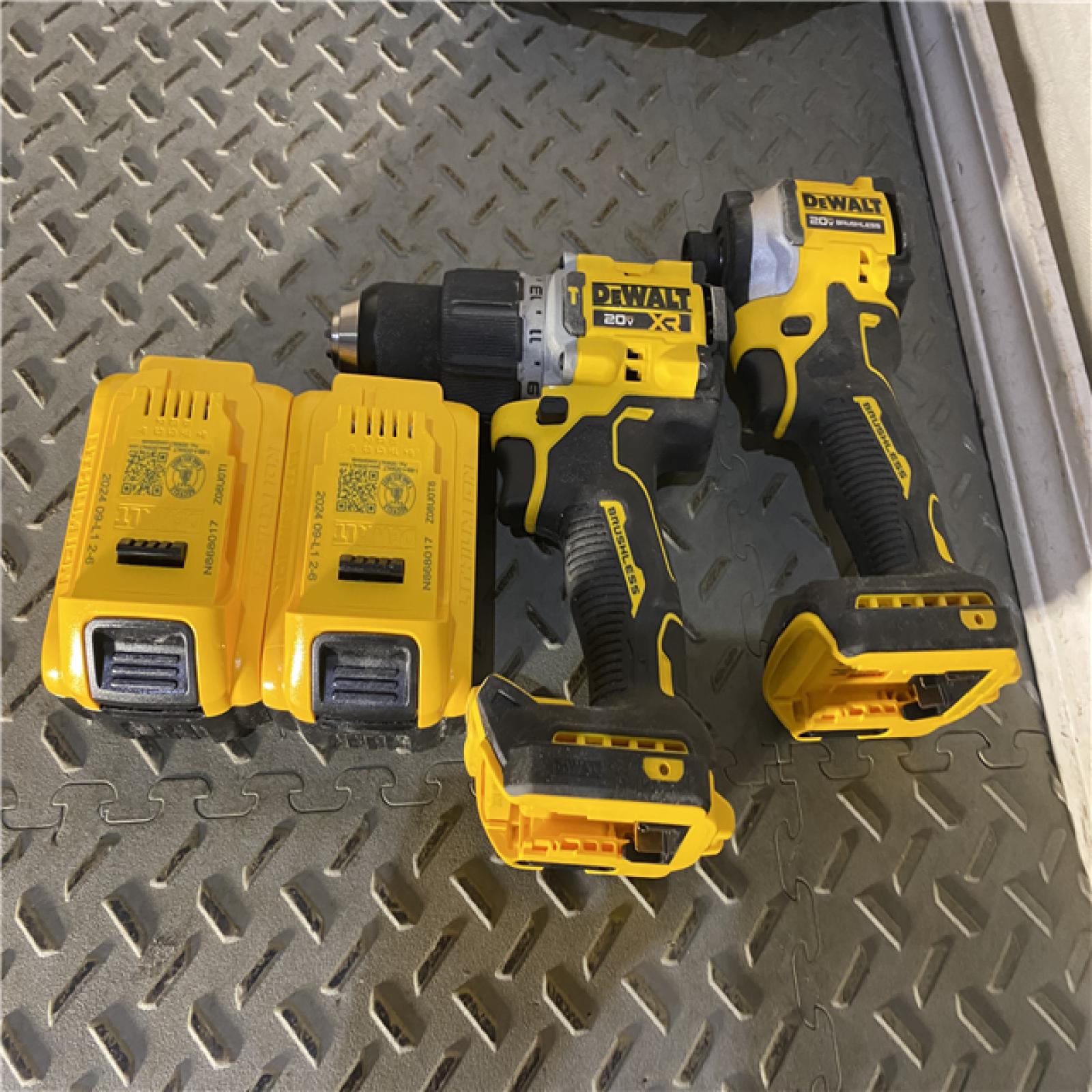 Houston location AS-IS DEWALT 20V MAX XR Hammer Drill and ATOMIC Impact Driver 2 Tool Cordless Combo Kit with (2) 4.0Ah Batteries, Charger, and Bag