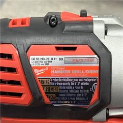 AS-IS Milwaukee 2904-22 Hammer Drill Driver Kit with Batteries  Charger & Tool Case  Red