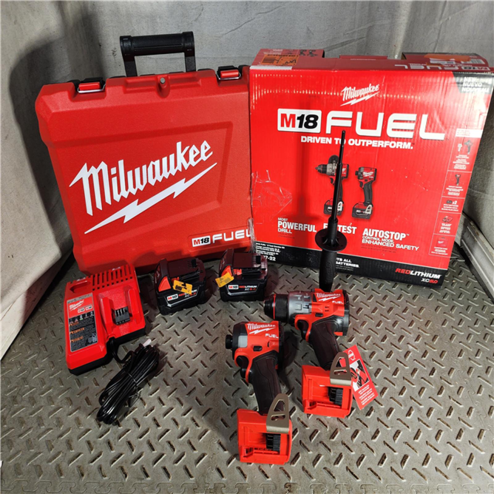 HOUSTON LOCATION - AS-IS (APPEARS LIKE NEW) M18 FUEL 18V Lithium-Ion Brushless Cordless Hammer Drill and Impact Driver Combo Kit (2-Tool) with 2 Batteries