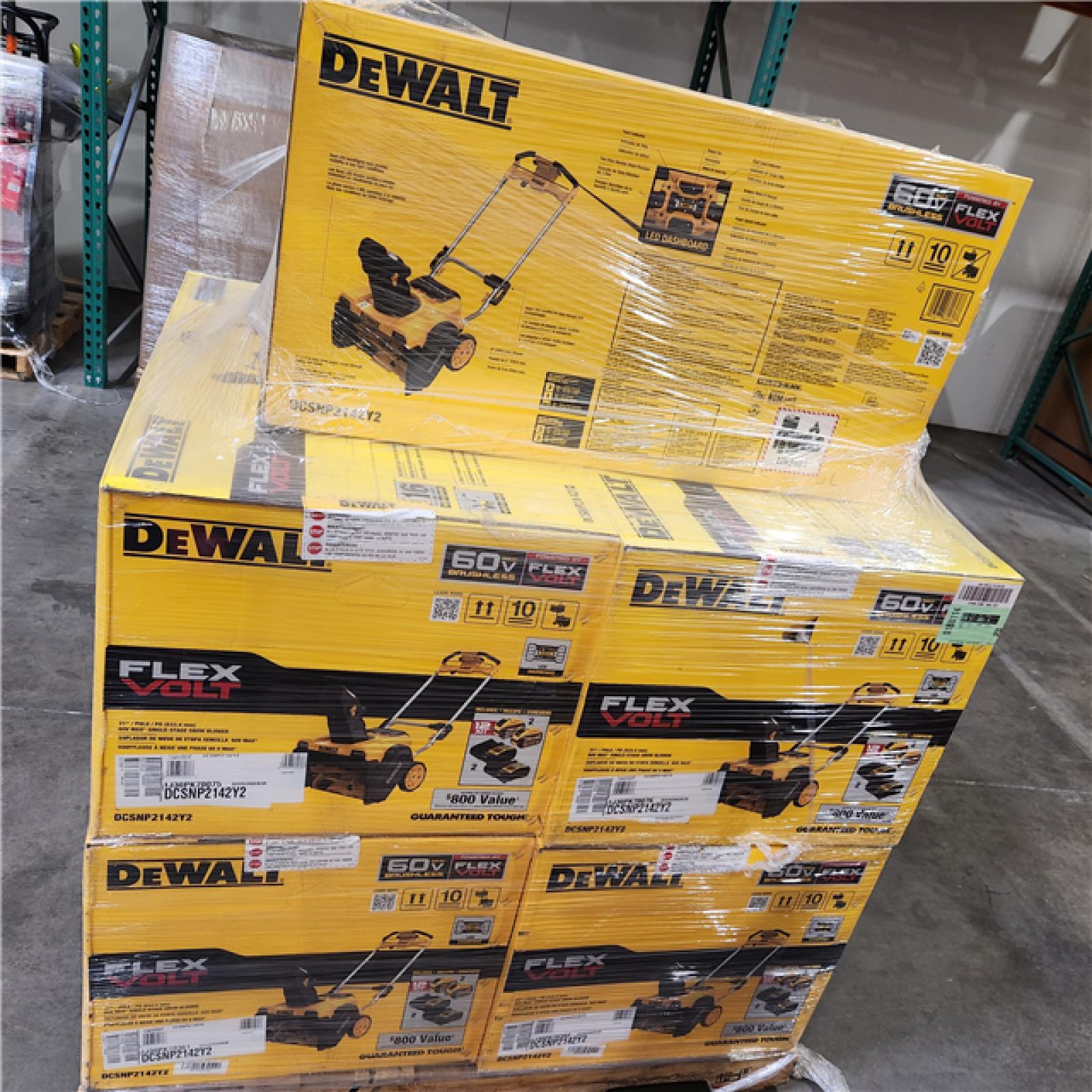 Dallas Location - NEW- DEWALT 60-Volt 21 in. Snow Blower with Two 4.0 Ah FLEXVOLT Batteries and 2 Chargers(Lot Of 5)