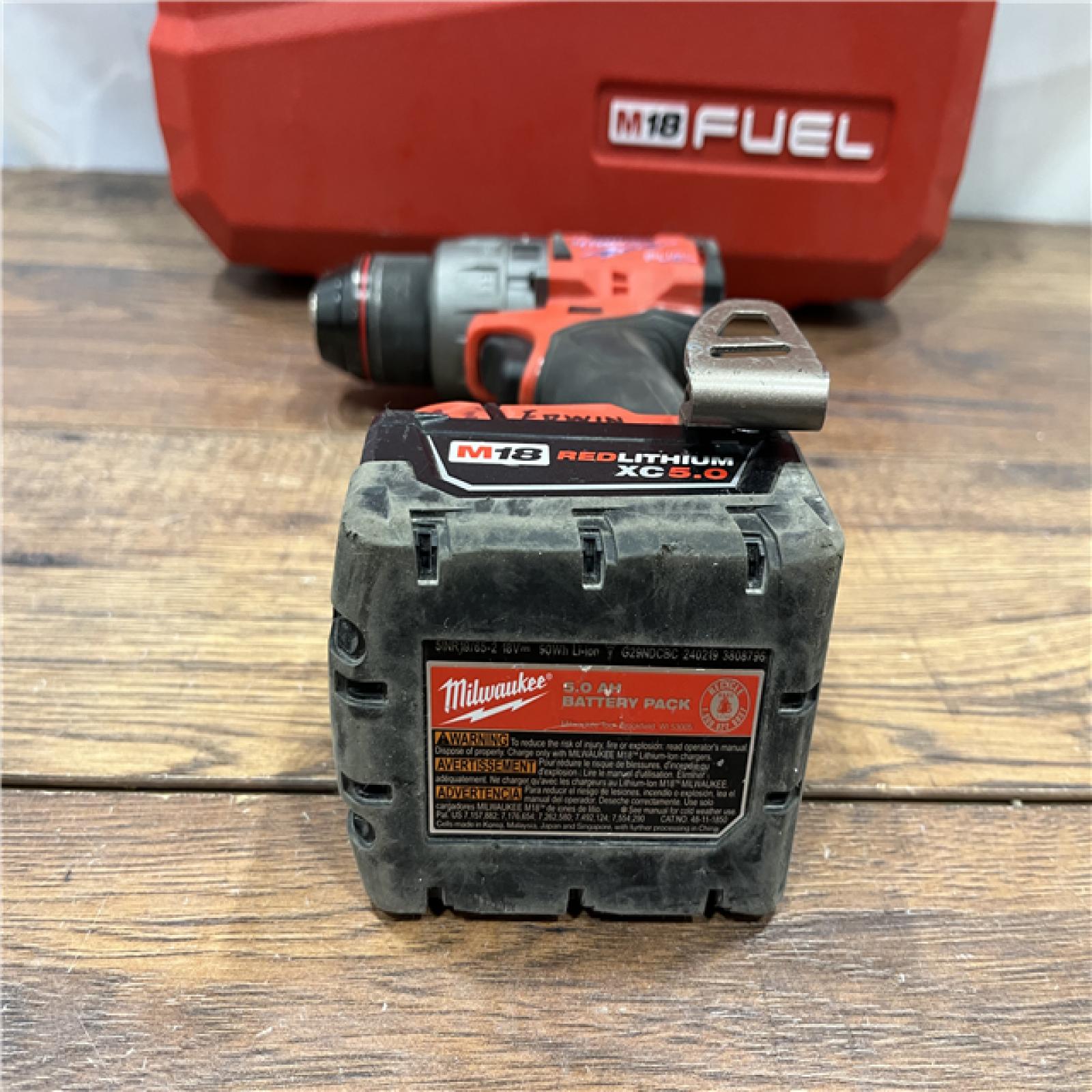 AS IS Milwaukee 2904-22 Hammer Drill Driver Kit with Batteries  Charger & Tool Case  Red