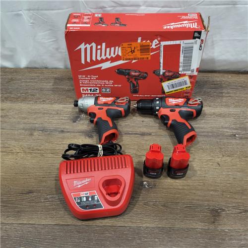 AS-IS M12 12V Lithium-Ion Cordless Drill Driver/Impact Driver Combo Kit with Two 1.5Ah Batteries, Charger and Bag (2-Tool)