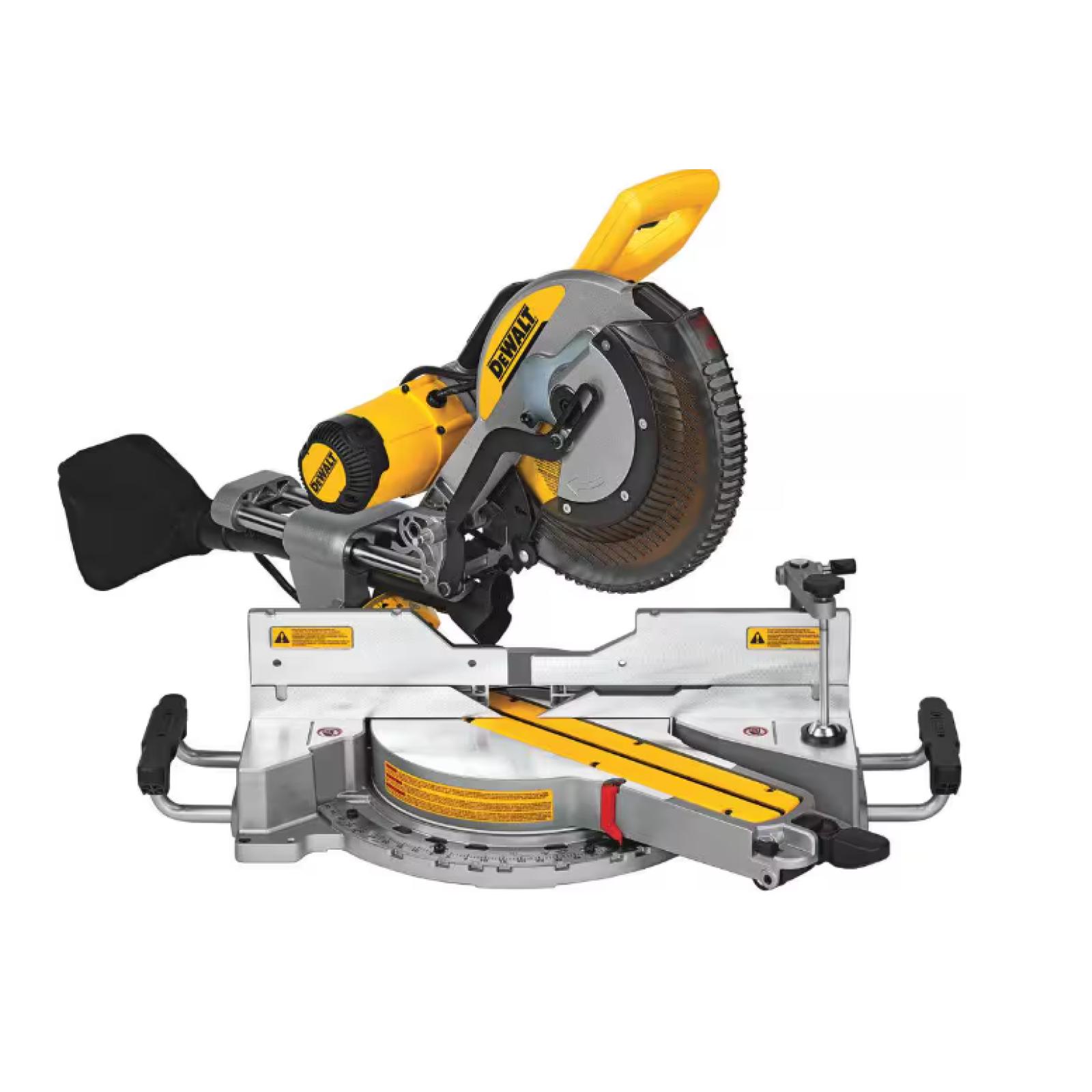 DALLAS LOCATION - DEWALT 15 Amp Corded 12 in. Double Bevel Sliding Compound Miter Saw, Blade Wrench and Material Clamp