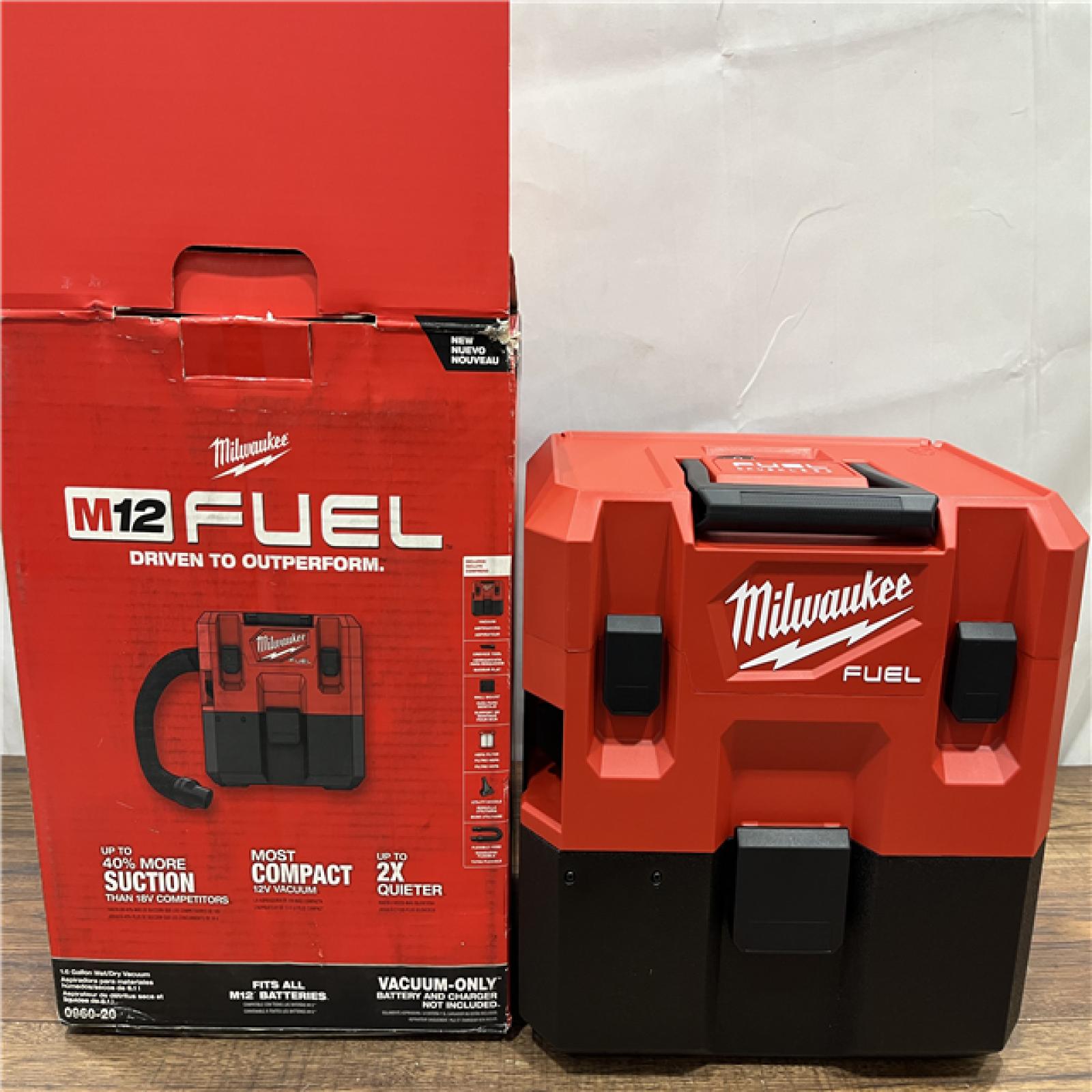 AS IS Milwaukee M12 FUEL 12-Volt Lithium-Ion Brushless Cordless 1.6 Gal. Wet/Dry Vacuum (Tool-Only)