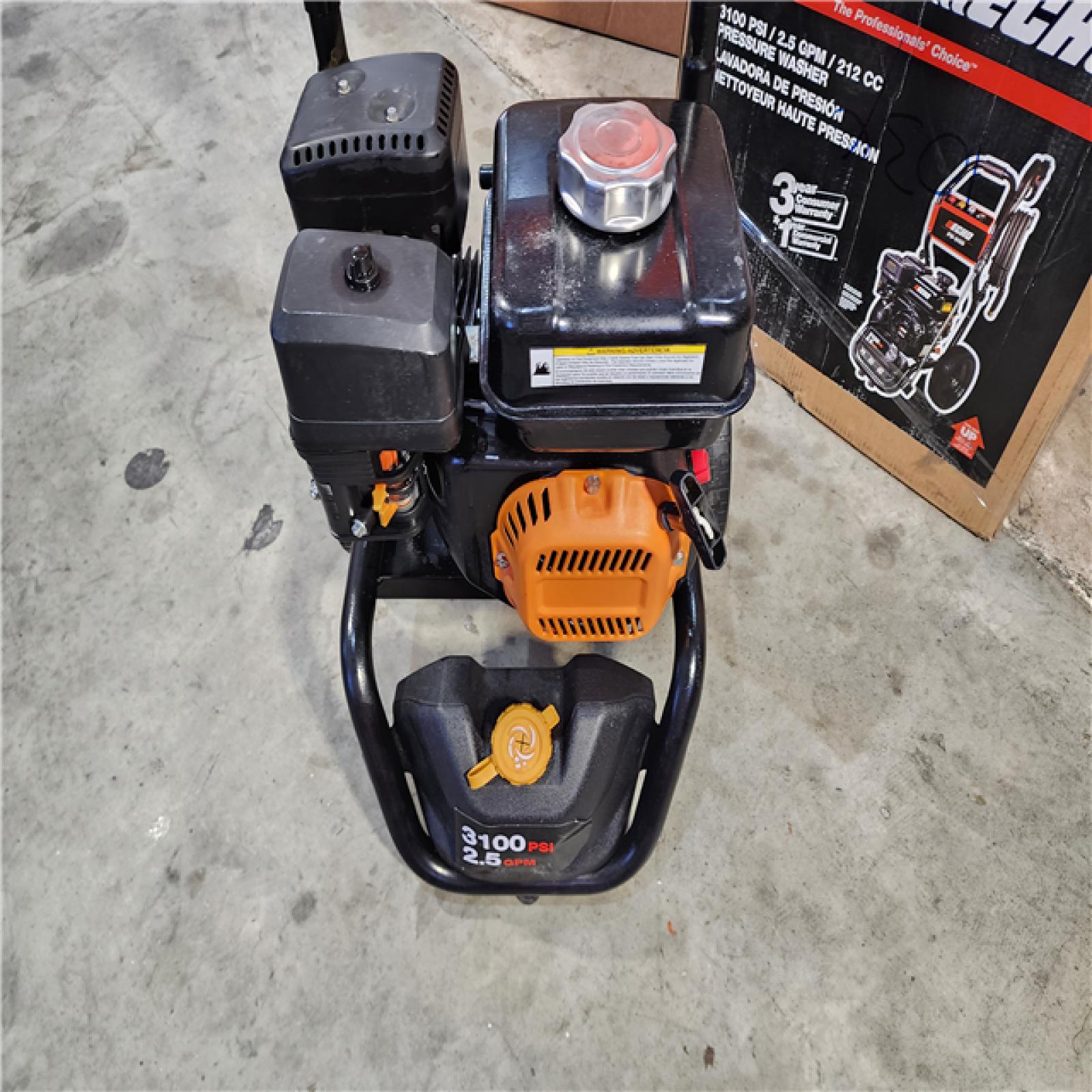 HOUSTON LOCATION - AS-IS 3100 PSI 2.5 GPM Gas Cold Water Pressure Washer with 212 Cc 4-Stroke Engine and 25 Foot Hose (NO NOZZLE TIPS & GUN)