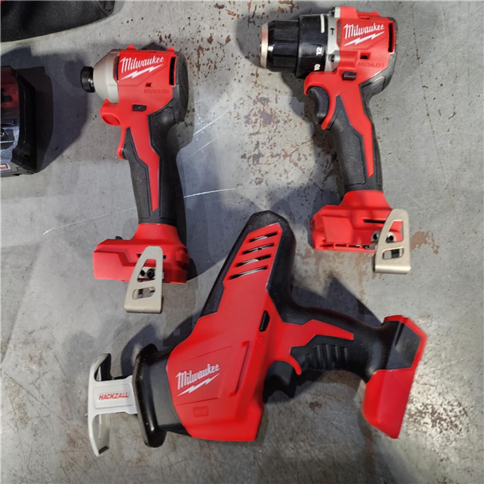 HOUSTON LOCATION - AS-IS (APPEARS LIKE NEW) Milwaukee M18 18-Volt Lithium-Ion Brushless Cordless Combo Kit (4-Tool) with 2-Batteries, 1-Charger and Tool Bag