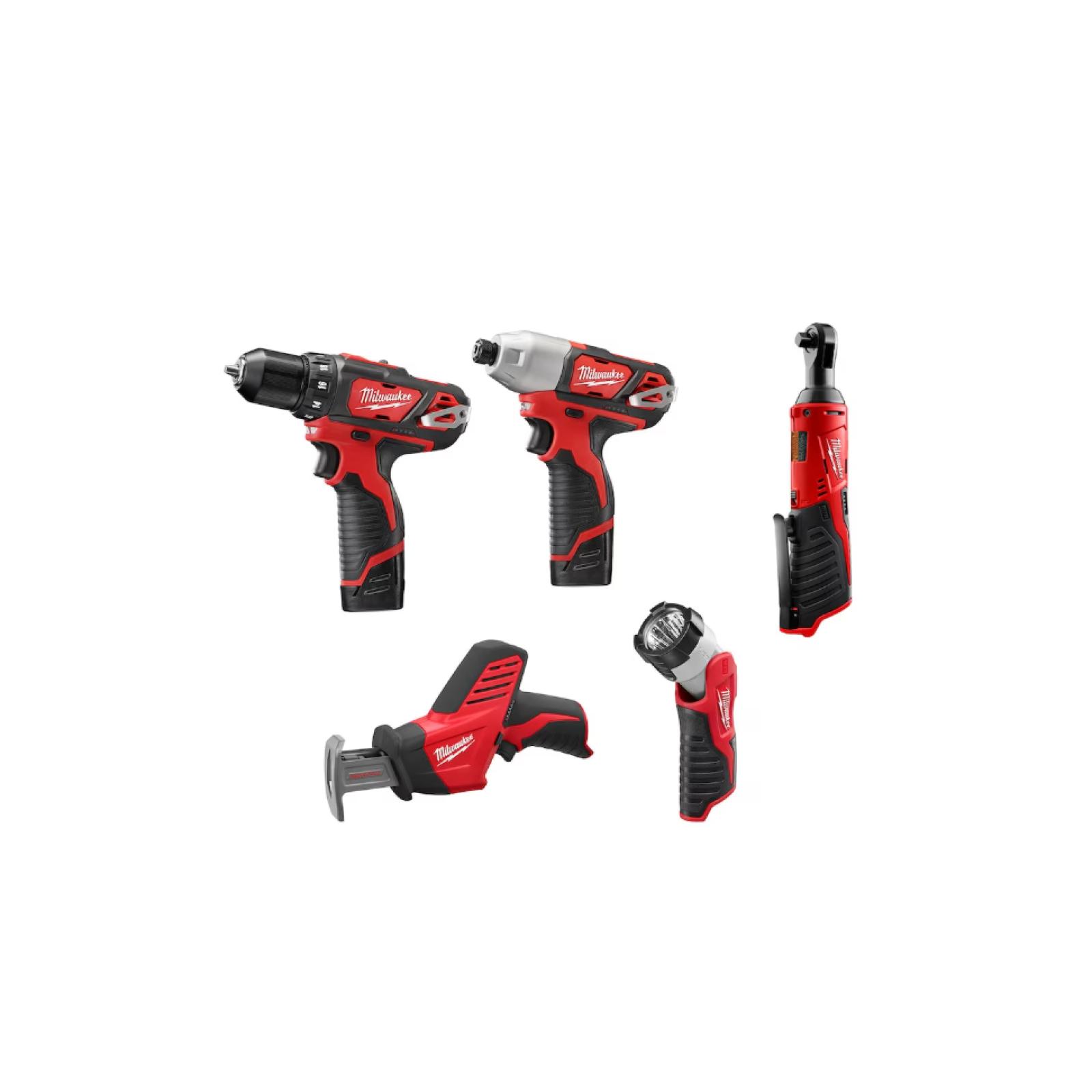 NEW! - Milwaukee Tool M12 12V Lithium-Ion Cordless Combo Kit (5-Tool) w/ (2) 1.5Ah Batteries, Charger and Tool Bag