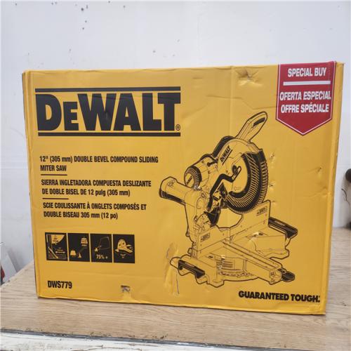 Phoenix Location DEWALT 15 Amp Corded 12 in. Double Bevel Sliding Compound Miter Saw, Blade Wrench and Material Clamp DWS779