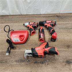 AS-IS Milwaukee M12 12V Lithium-Ion Brushed Cordless (4-Tool) Combo Kit