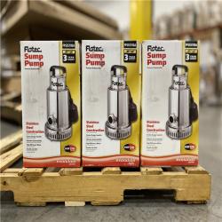 DALLAS LOCATION - Flotec 3/4 HP Stainless Steel Submersible Sump Pump ( PALLET 12 UNITS )