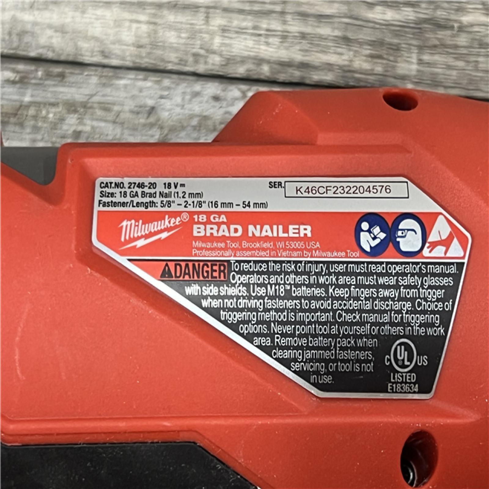 AS-IS Milwaukee M18 Fuel 18V Brushless 18-Gauge Brad Nailer 2746-20 (Bare Tool)