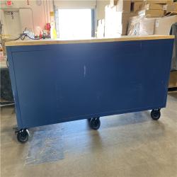 DALLAS LOCATION - AS-IS Husky Tool Storage Heavy Duty 84 in. W x 24 in. D Matte Blue Mobile Workbench Cabinet