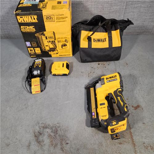 HOUSTON LOCATION - AS-IS DEWALT ATOMIC 20V MAX Lithium Ion Cordless 23 Gauge Pin Nailer Kit with 2.0Ah Battery and Charger