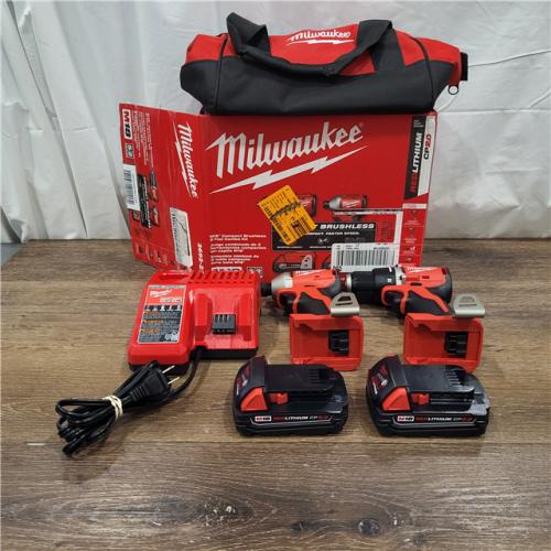 AS-IS M18 18V Lithium-Ion Brushless Cordless Compact Drill/Impact Combo Kit (2-Tool) W/(2) 2.0 Ah Batteries, Charger & Bag