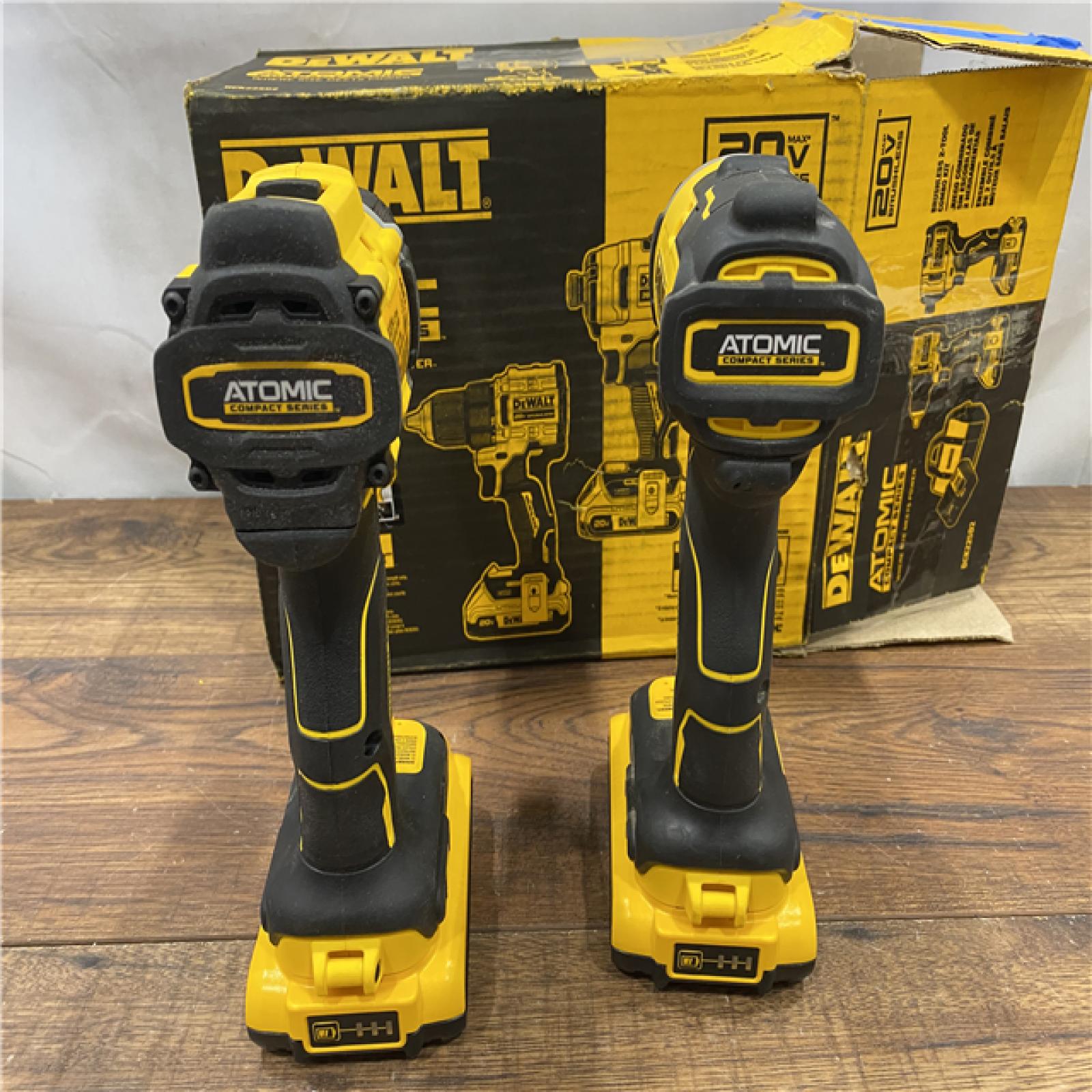 AS IS Dewalt DCK225D2 20V MAX ATOMIC Brushless Compact Lithium-Ion 1/2 in. Cordless Drill Driver and 1/4 in. Impact Driver Combo Kit with 2 Batteries 2 Ah