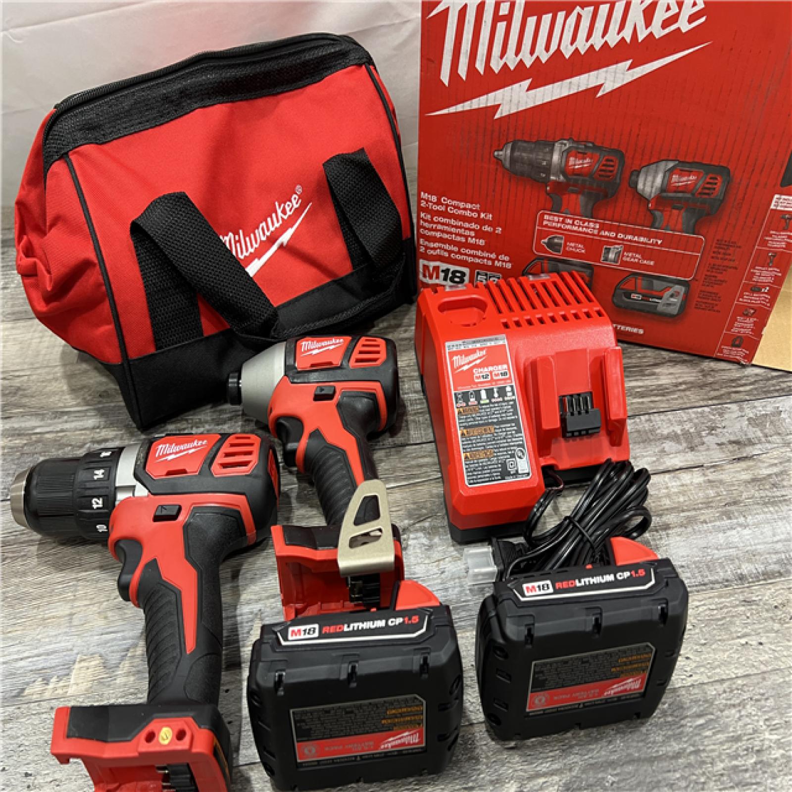 AS-IS Milwaukee M18 18V Cordless Brushed 2 Tool Drill/Driver and Impact Driver Kit