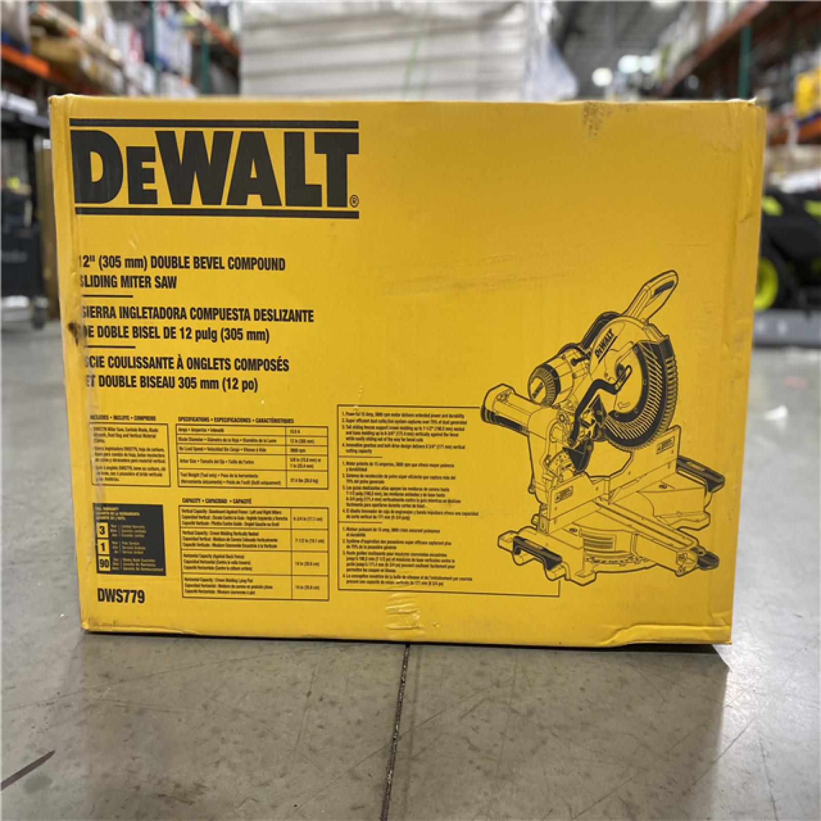 DALLAS LOCATION - DEWALT 15 Amp Corded 12 in. Double Bevel Sliding Compound Miter Saw, Blade Wrench and Material Clamp