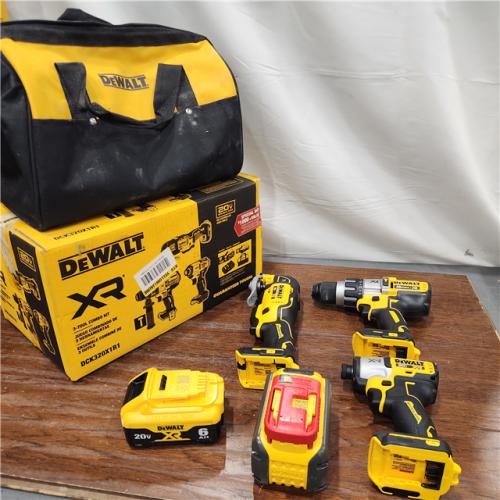 AS-IS DEWALT 20-Volt Lithium-Ion Cordless 3-Tool Combo Kit with FLEXVOLT 9 Ah and 20V 6 Ah Batteries and Charger