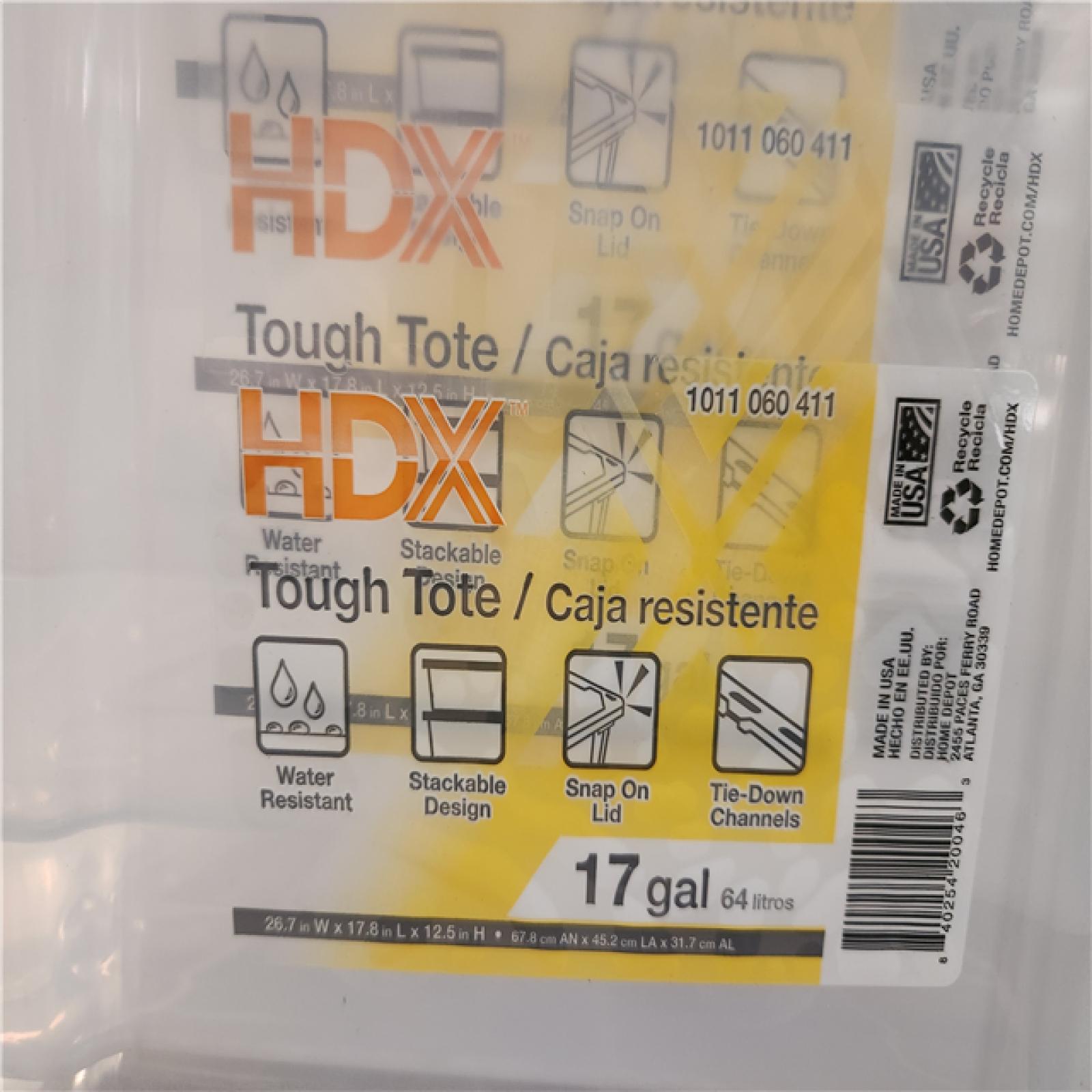 Phoenix Location HDX 17 Gal. Tough Storage Tote in Clear with Yellow Lid (42 Count)