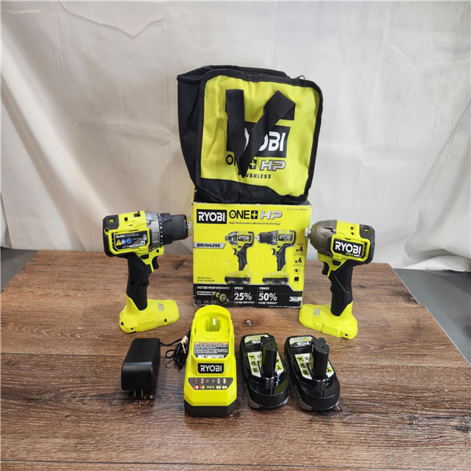 RYOBI 18V ONE+ HP Brushless Cordless Drill/Driver Kit with (2) 2.0 HP  Batteries and Charge