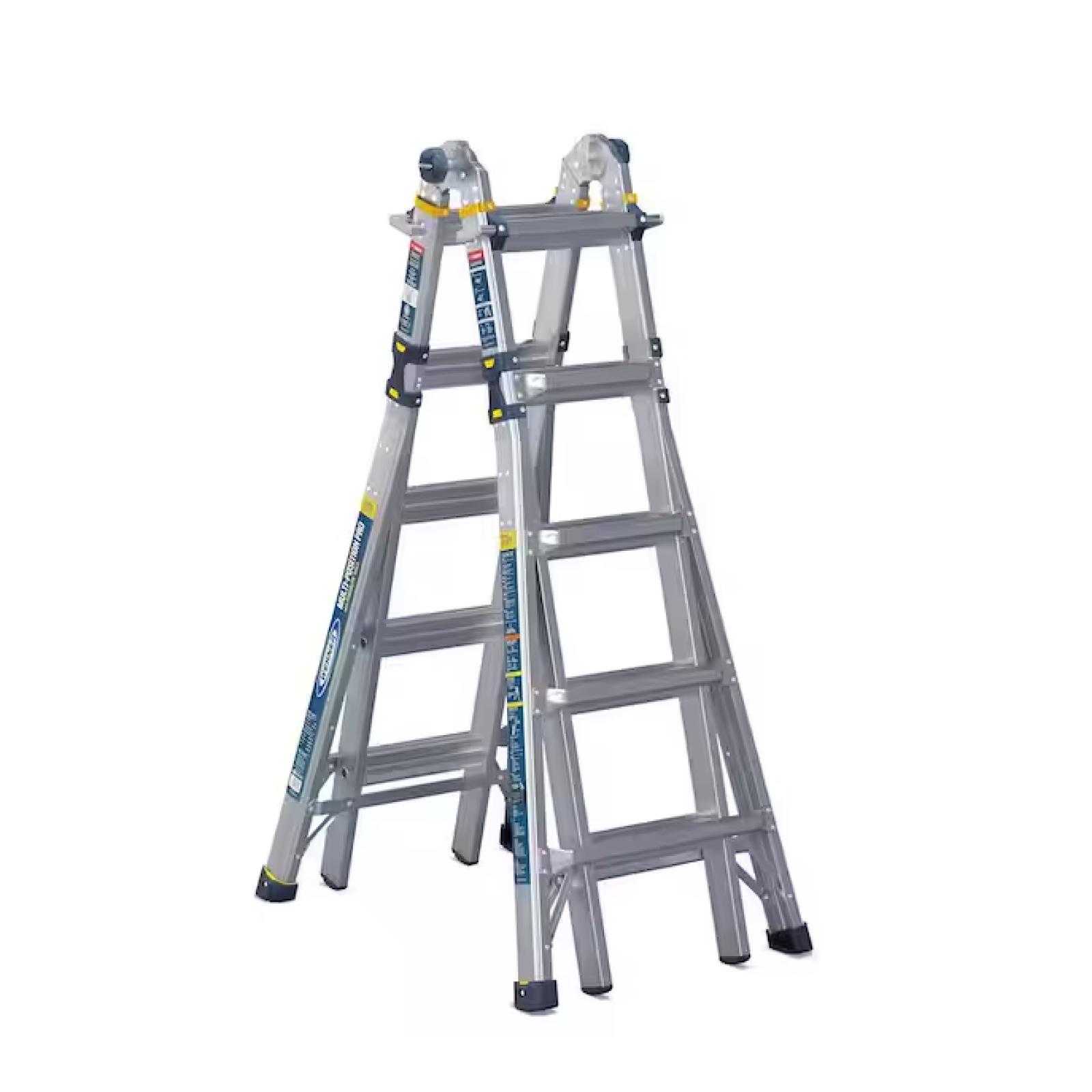 NEW! - Werner 5-in-1 Multi-Position Pro 22 ft. Reach Aluminum Telescoping Multi Position Ladder, 375 lb.