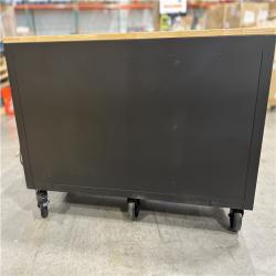 DALLAS LOCATION - Husky Tool Storage 62 in. W Heavy Duty Matte Black Mobile Workbench Cabinet with Adjustable Height Wood Top