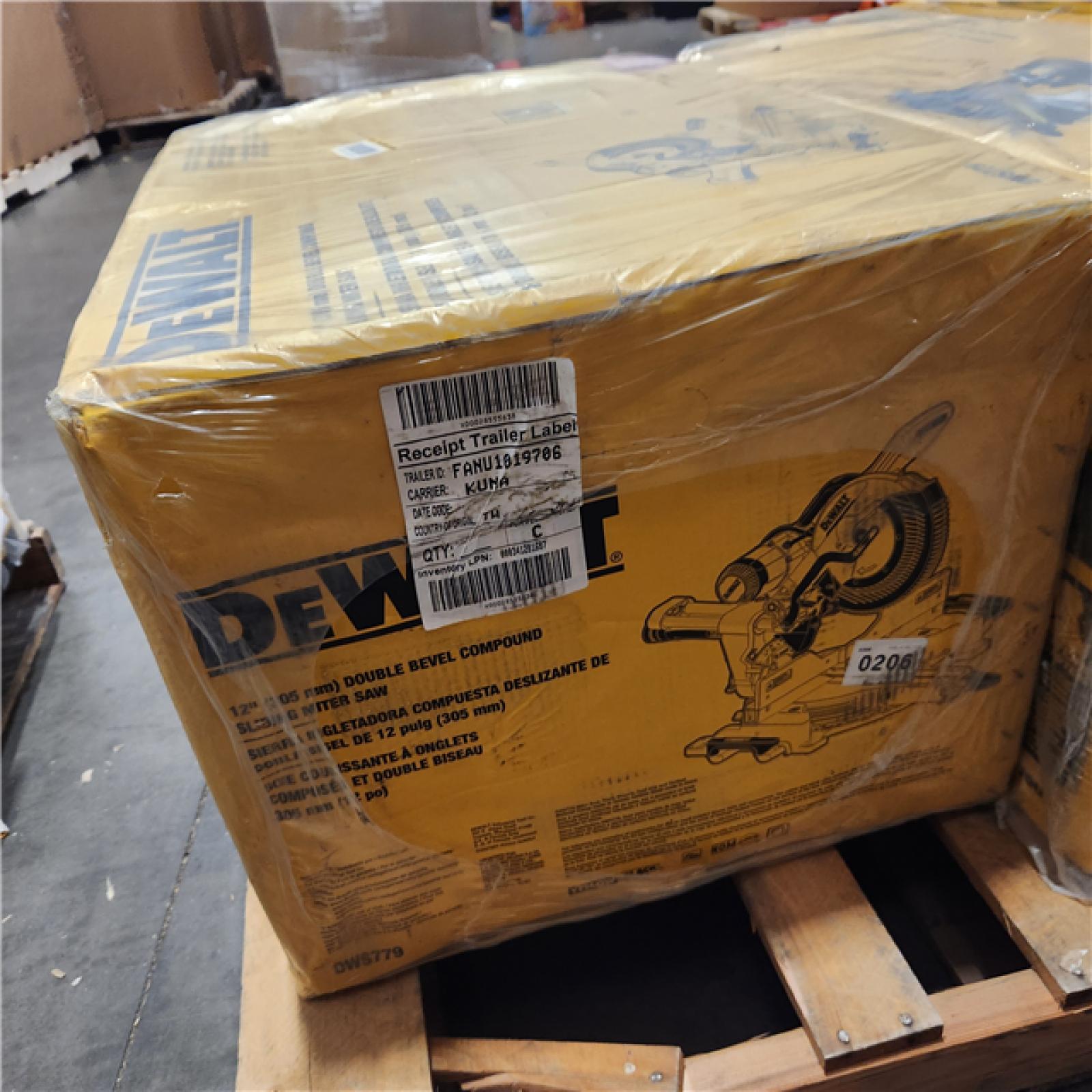 Dallas Location - NEW-  DEWALT 15 Amp Corded 12 in. Double Bevel Sliding Compound Miter Saw, Blade Wrench and Material Clamp