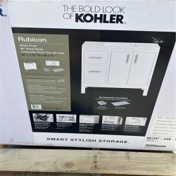 California AS-IS Kohler Rubicon White Finish 36 Wood Vanity Composite Stone Top with Sink (2 units)