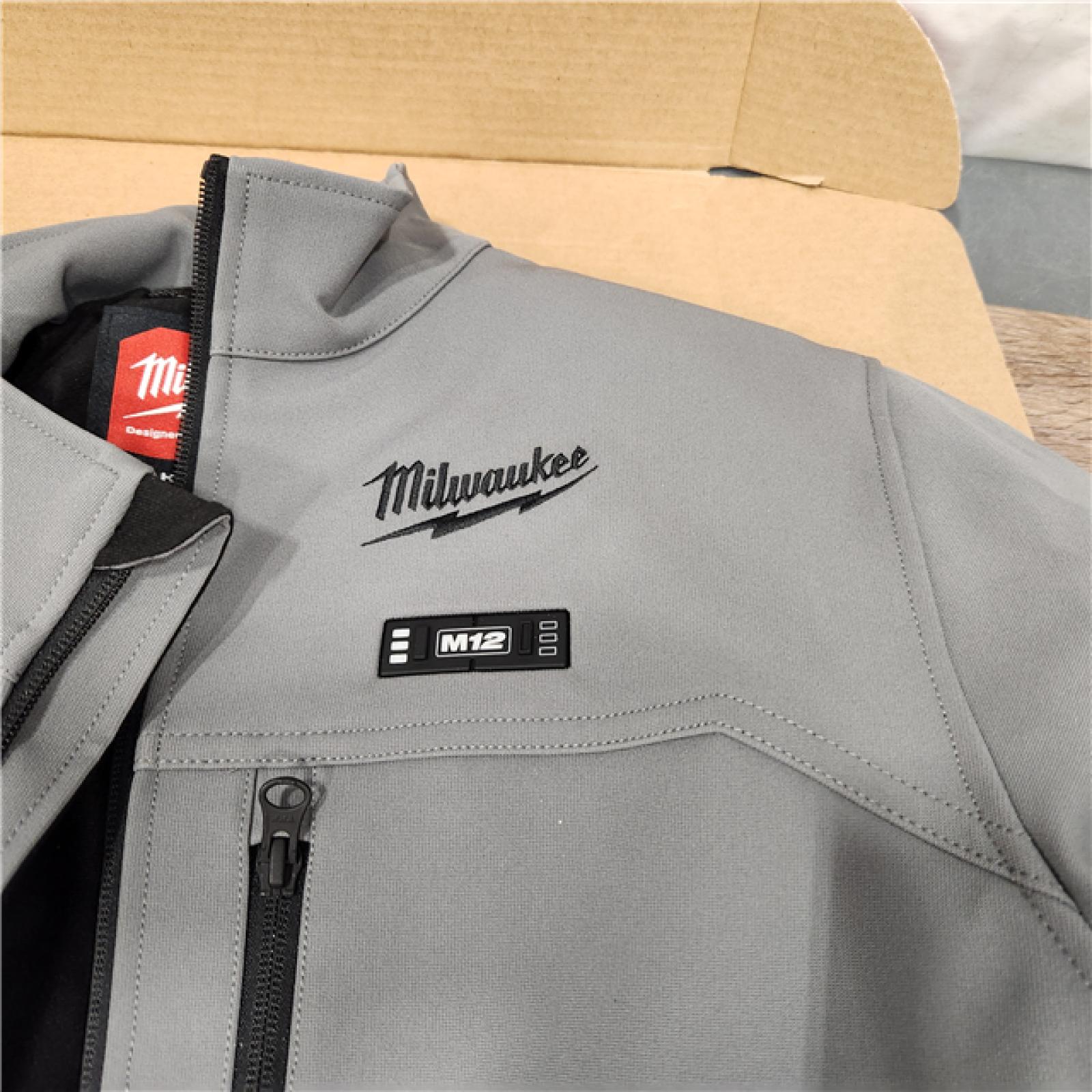 AS-IS Men's Medium M12 12V Lithium-Ion Cordless TOUGHSHELL Gray Heated Jacket with (1) 3.0 Ah Battery and Charger