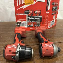 AS-IS M18 18V Lithium-Ion Brushless Cordless Compact Drill/Impact Combo Kit (2-Tool) W/(2) 2.0 Ah Batteries, Charger & Bag