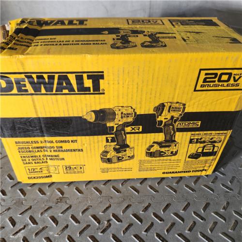 Houston location AS-IS DEWALT 20V MAX XR Hammer Drill and ATOMIC Impact Driver 2 Tool Cordless Combo Kit with (2) 4.0Ah Batteries, Charger, and Bag
