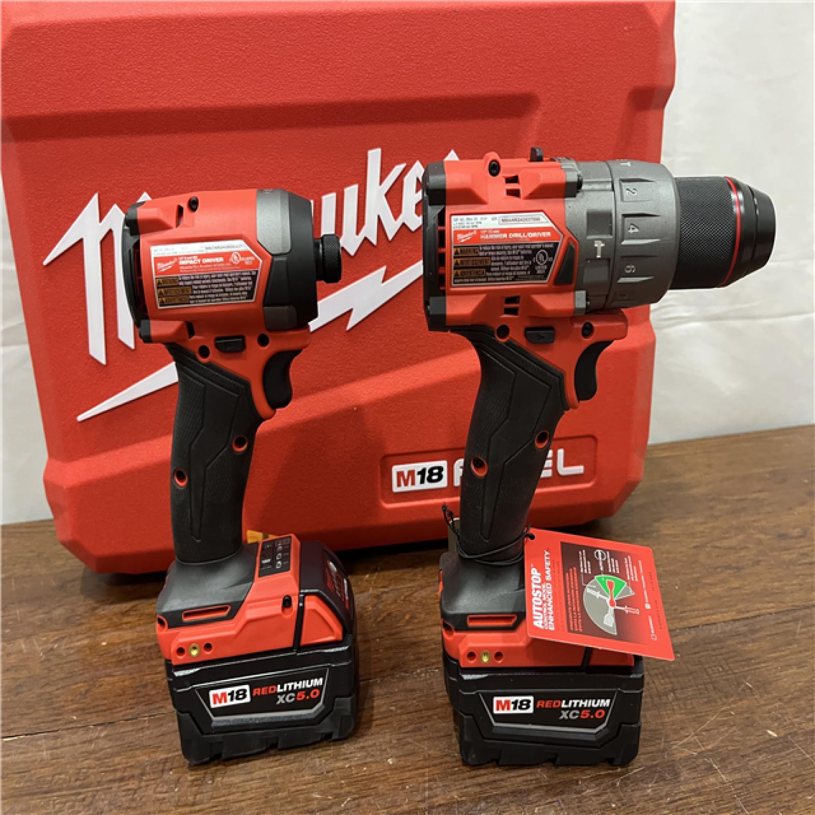 AS-ISMilwaukee M18 FUEL 18V Lithium-Ion Brushless Cordless Hammer Drill and Impact Driver Combo Kit (2-Tool) with 2 Batteries