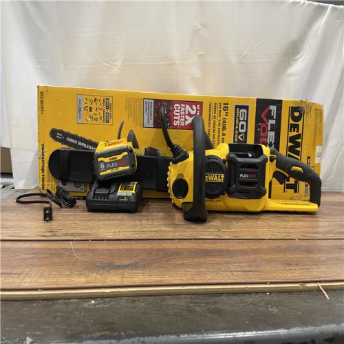 AS-IS DEWALT FLEXVOLT 60V MAX 16in. Brushless Cordless Battery Powered Chainsaw Kit with (1) FLEXVOLT 6 Ah Battery & Charger